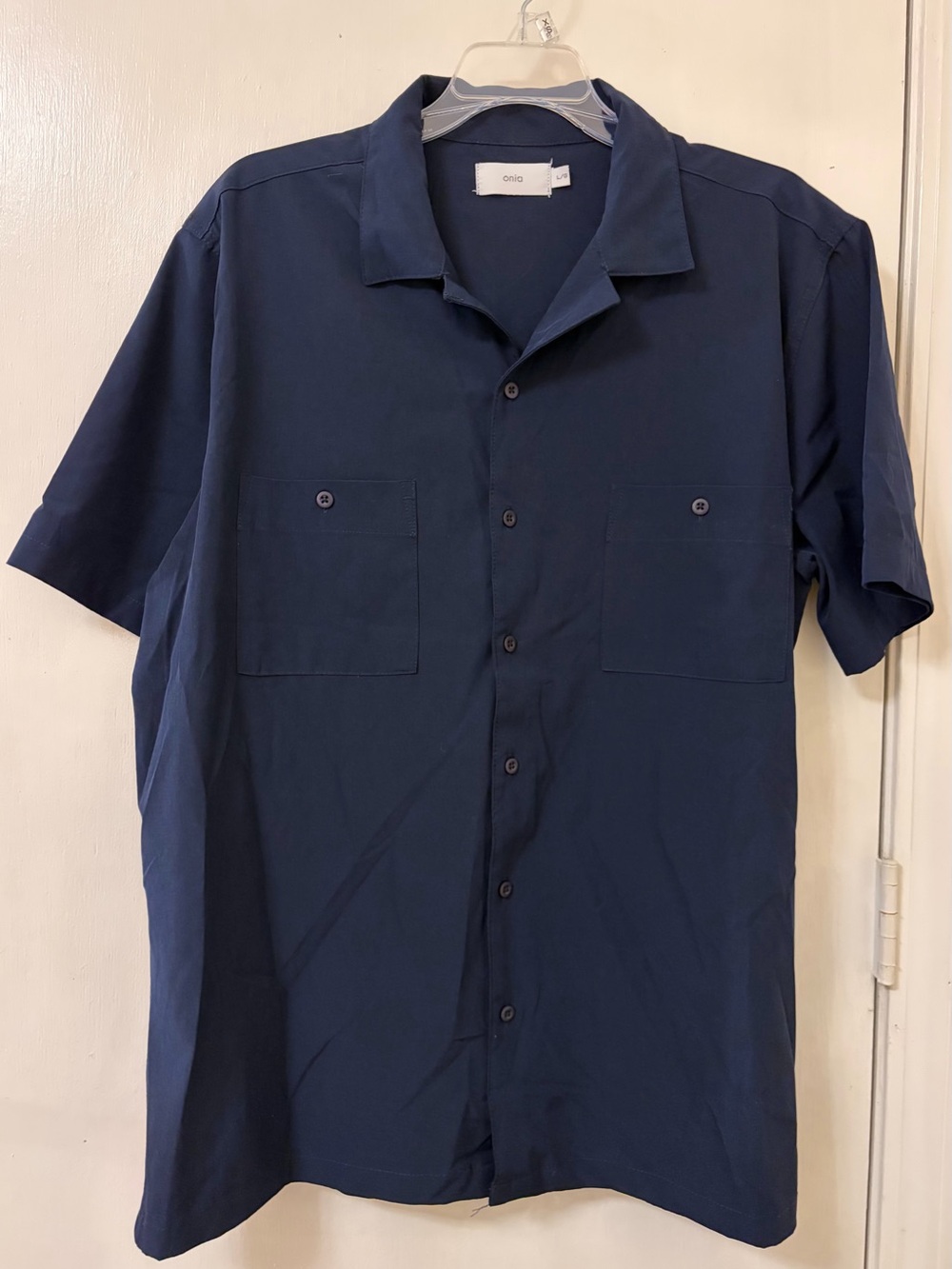 Onia Navy Short-Sleeve Button-Down Camp Shirt